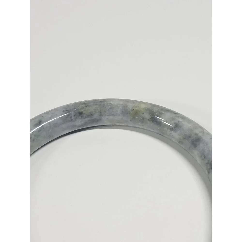 Jadeite Jade Bangle Bracelet Light Green Grey ~2.5